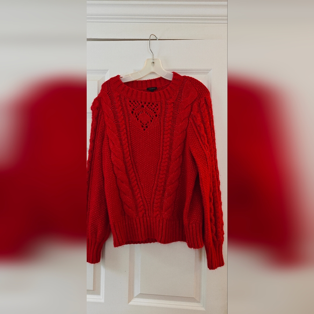 Talbots Vibrant Red Cable Knit Sweater